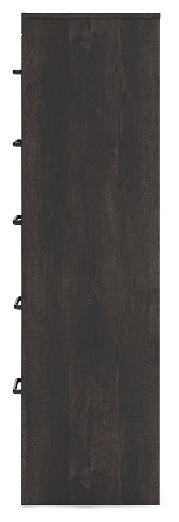 Hollivern Dark Gray Five Drawer Chest - Ornate Home