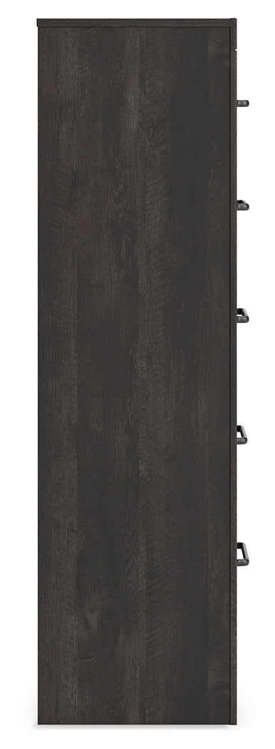 Hollivern Dark Gray Five Drawer Chest - Ornate Home