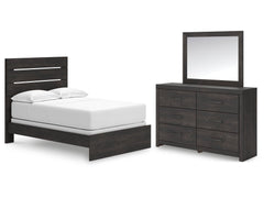 Hollivern Dark Gray Full Panel Bed, Dresser and Mirror - Ornate Home