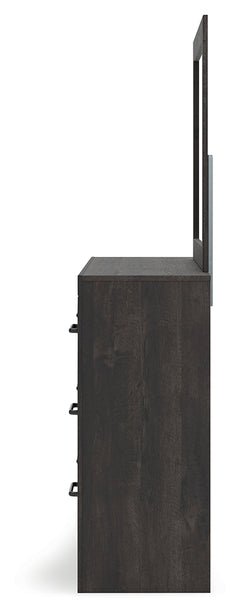 Hollivern Dark Gray Full Panel Bed, Dresser and Mirror - Ornate Home
