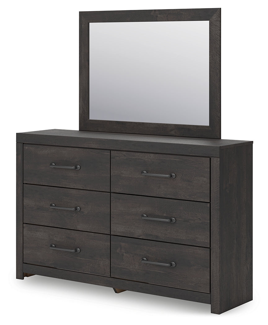 Hollivern Dark Gray Full Panel Bed, Dresser and Mirror - Ornate Home