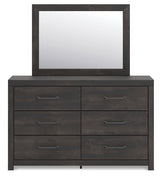 Hollivern Dark Gray Queen Panel Bed, Dresser and Mirror - Ornate Home