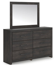 Hollivern Dark Gray Queen Panel Bed, Dresser and Mirror - Ornate Home