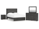 Hollivern Dark Gray Queen Panel Bedroom Set with Dresser, Mirror and Nightstand (Online Special Price) - Ornate Home