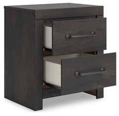 Hollivern Dark Gray Queen Panel Bedroom Set with Dresser, Mirror and Nightstand - Ornate Home