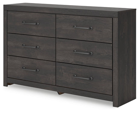 Hollivern Dark Gray Six Drawer Dresser - Ornate Home