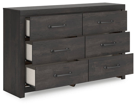 Hollivern Dark Gray Six Drawer Dresser - Ornate Home