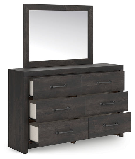 Hollivern Dark Gray Twin Panel Bed, Dresser and Mirror - Ornate Home