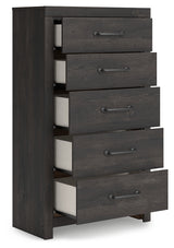Hollivern Dark Gray Twin Panel Storage Bed, Dresser, Mirror and Chest (Online Special Price) - Ornate Home