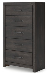 Hollivern Dark Gray Twin Panel Storage Bed, Dresser, Mirror and Chest (Online Special Price) - Ornate Home