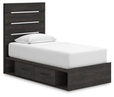 Hollivern Dark Gray Twin Panel Storage Bed, Dresser, Mirror and Chest (Online Special Price) - Ornate Home