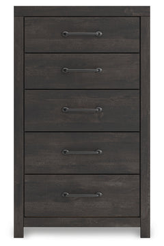 Hollivern Dark Gray Twin Panel Storage Bed, Dresser, Mirror and Chest - Ornate Home