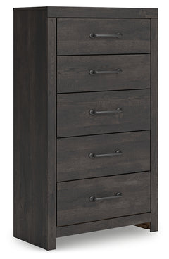 Hollivern Dark Gray Twin Panel Storage Bed, Dresser, Mirror and Chest - Ornate Home