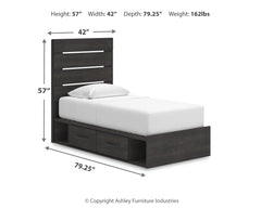 Hollivern Dark Gray Twin Panel Storage Bed, Dresser, Mirror and Chest - Ornate Home