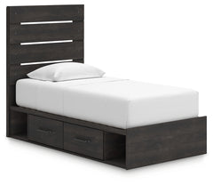 Hollivern Dark Gray Twin Panel Youth Bed w/Storage - Ornate Home