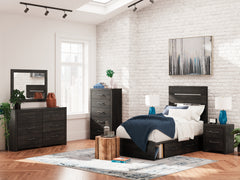 Hollivern Dark Gray Twin Panel Youth Bed w/Storage - Ornate Home