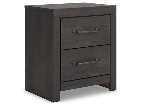 Hollivern Dark Gray Two Drawer Nightstand - Ornate Home