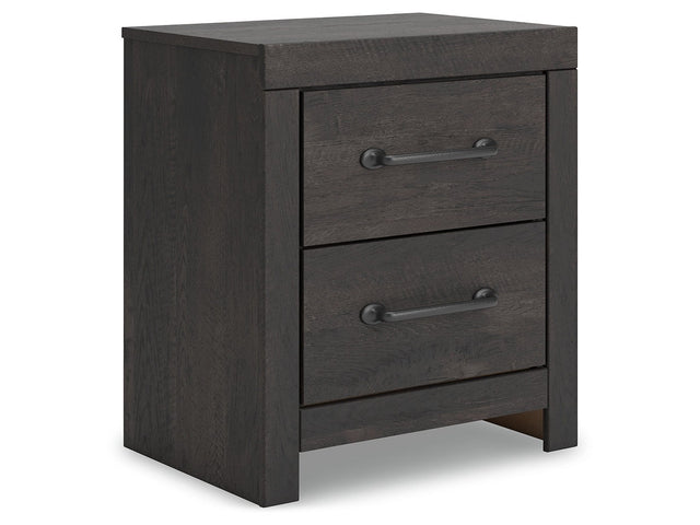 Hollivern Dark Gray Two Drawer Nightstand - Ornate Home