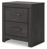 Hollivern Dark Gray Two Drawer Nightstand - Ornate Home