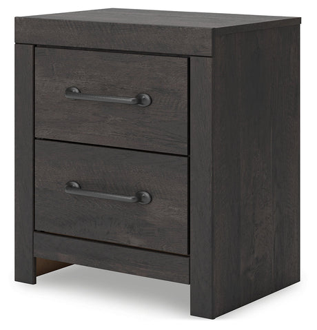 Hollivern Dark Gray Two Drawer Nightstand - Ornate Home