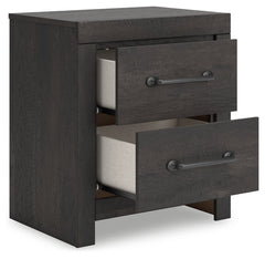 Hollivern Dark Gray Two Drawer Nightstand - Ornate Home