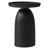 Holloway Black Round Wood Side Table - Ornate Home