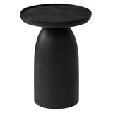 Holloway Black Round Wood Side Table - Ornate Home