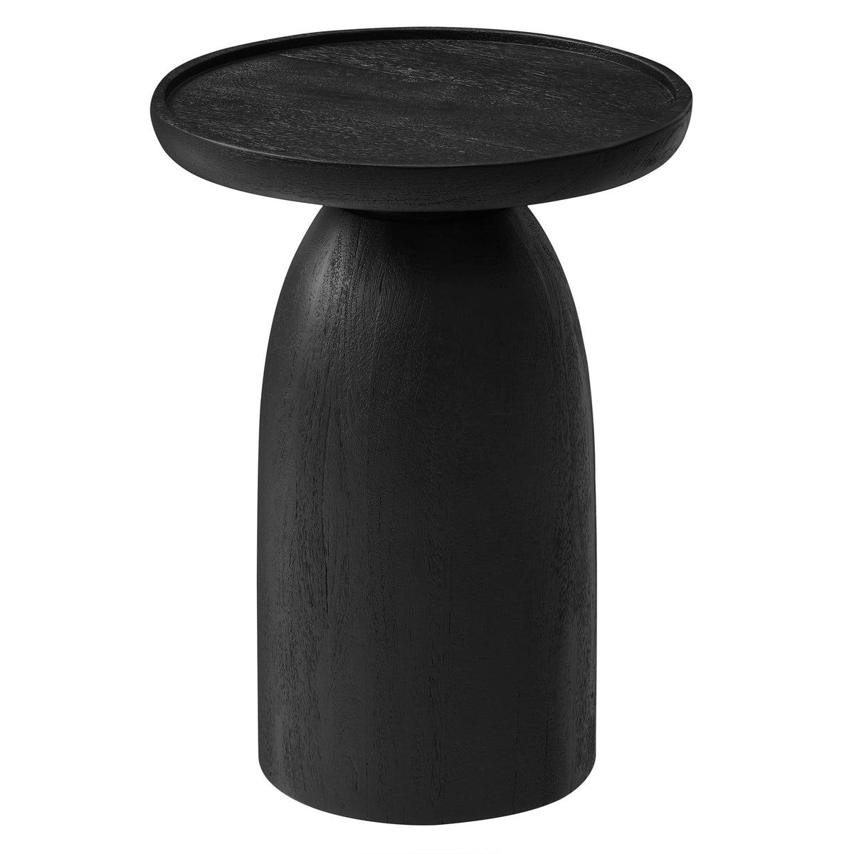 Holloway Black Round Wood Side Table - Ornate Home