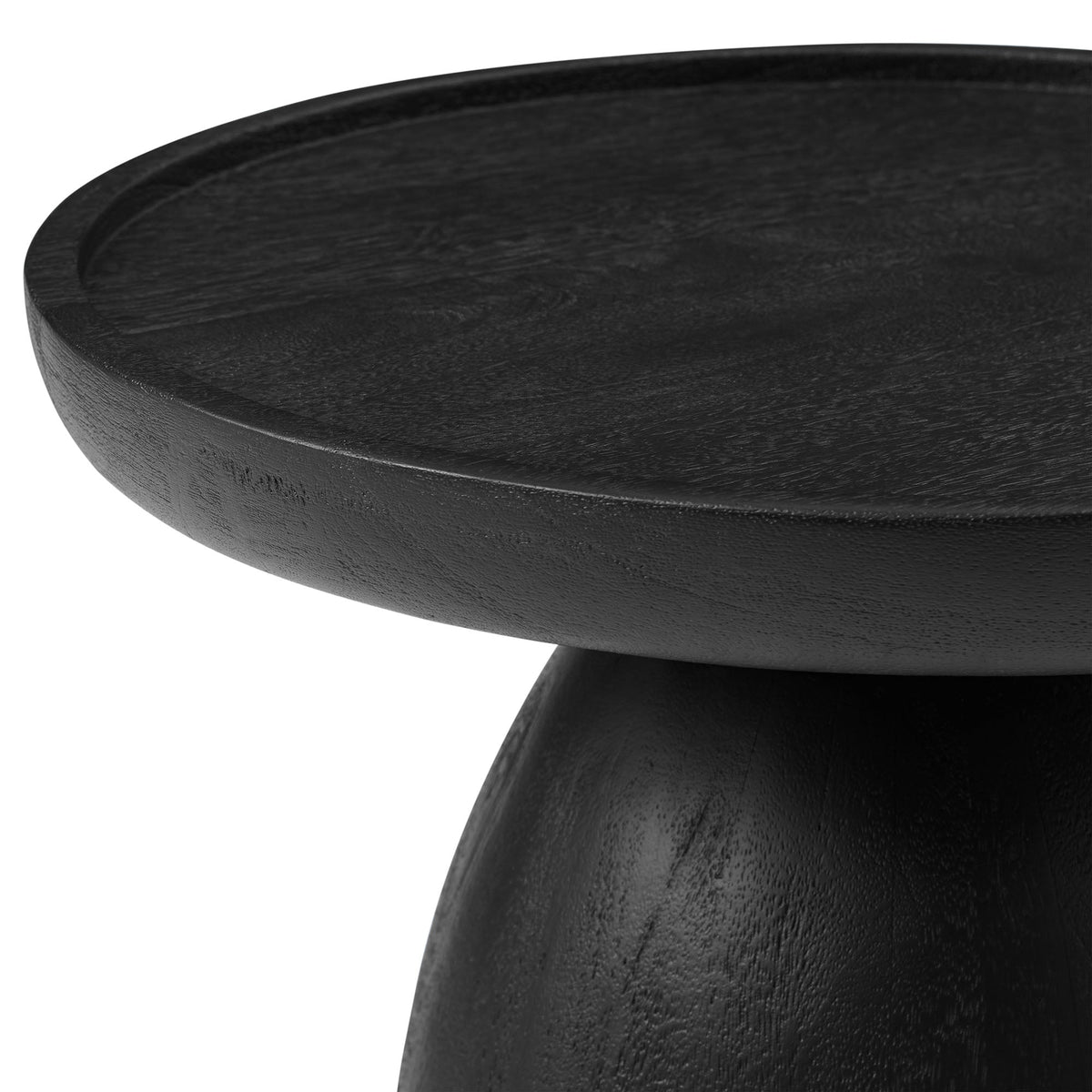 Holloway Black Round Wood Side Table - Ornate Home