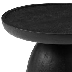 Holloway Black Round Wood Side Table - Ornate Home