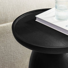 Holloway Black Round Wood Side Table - Ornate Home