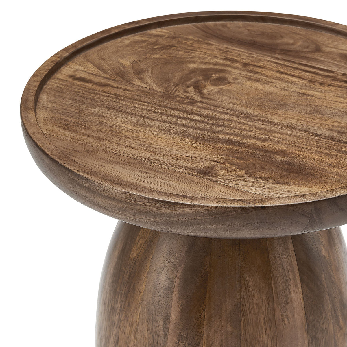 Holloway Walnut Round Wood Side Table - Ornate Home
