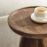 Holloway Walnut Round Wood Side Table - Ornate Home