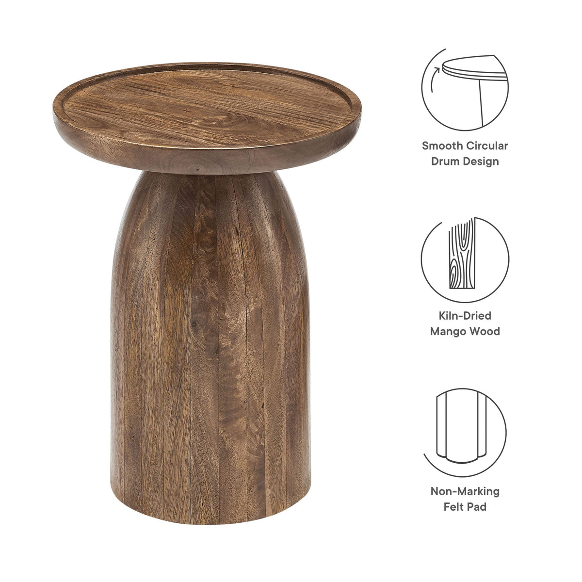 Holloway Walnut Round Wood Side Table - Ornate Home
