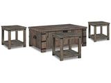 Hollum Rustic Brown Coffee Table and 3 End Tables - Ornate Home