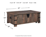 Hollum Rustic Brown Lift-Top Coffee Table (Online Special Price) - Ornate Home
