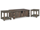 Hollum Rustic Brown Lift-top Coffee Table and 2 End Tables (Online Special Price) - Ornate Home