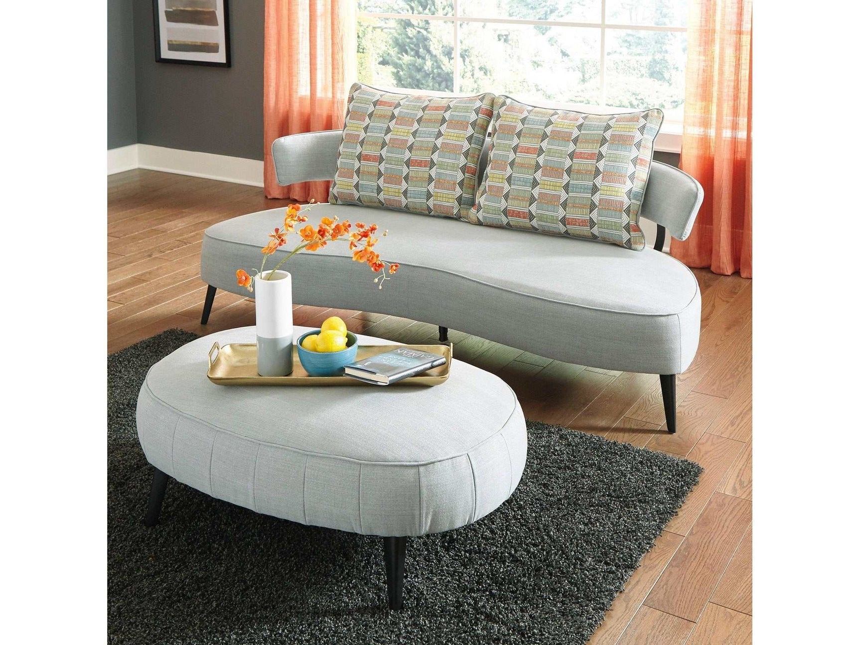 Hollyann Gray Stationary Sofa & Ottoman (Online Special Price) - Ornate Home