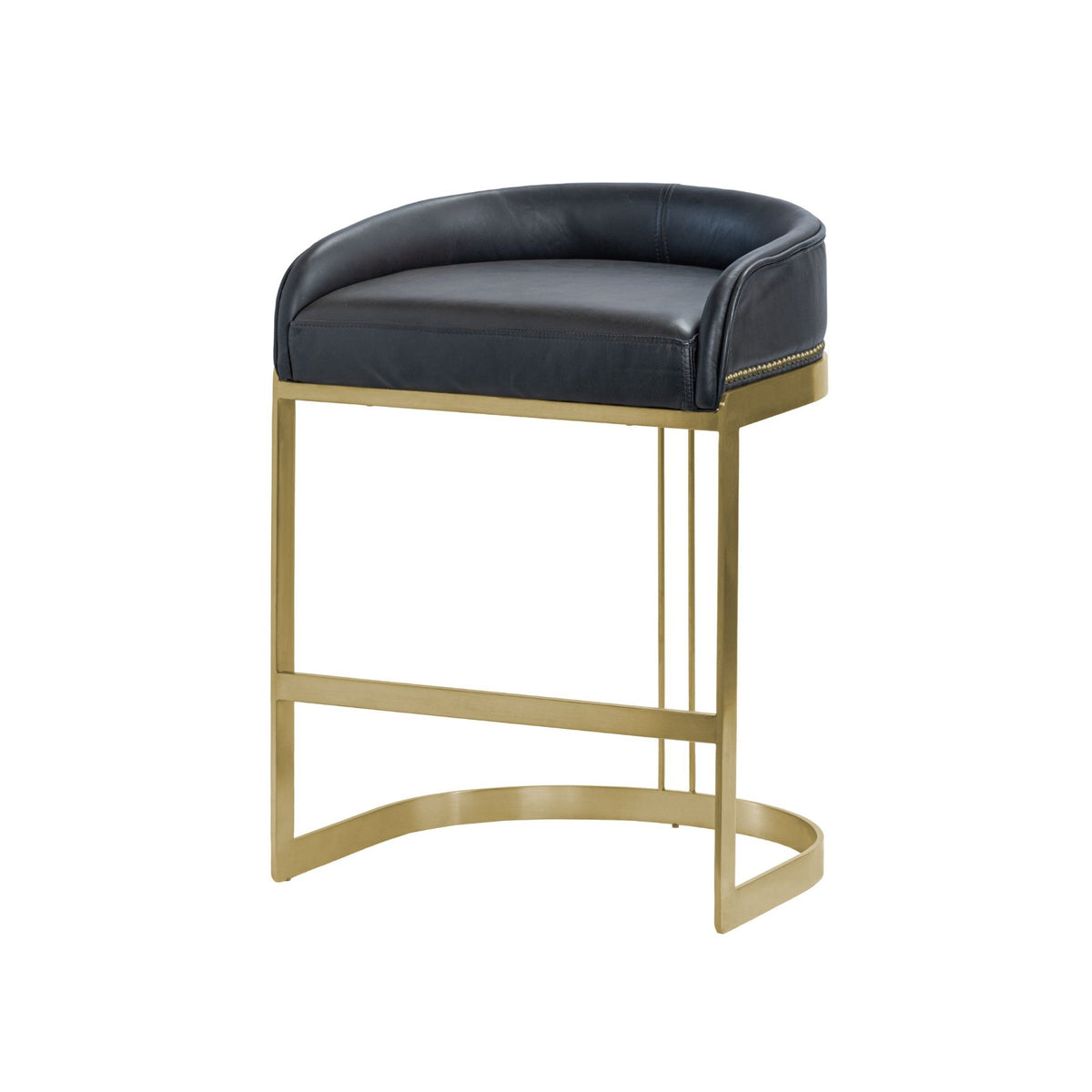 Hollyfield Black/Gold Leather Seat Metal Base Counter Stool - Ornate Home