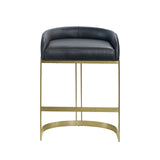 Hollyfield Black/Gold Leather Seat Metal Base Counter Stool - Ornate Home