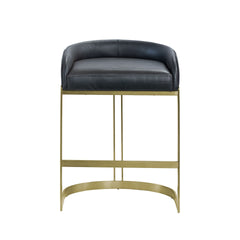 Hollyfield Black/Gold Leather Seat Metal Base Counter Stool - Ornate Home