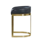 Hollyfield Black/Gold Leather Seat Metal Base Counter Stool - Ornate Home