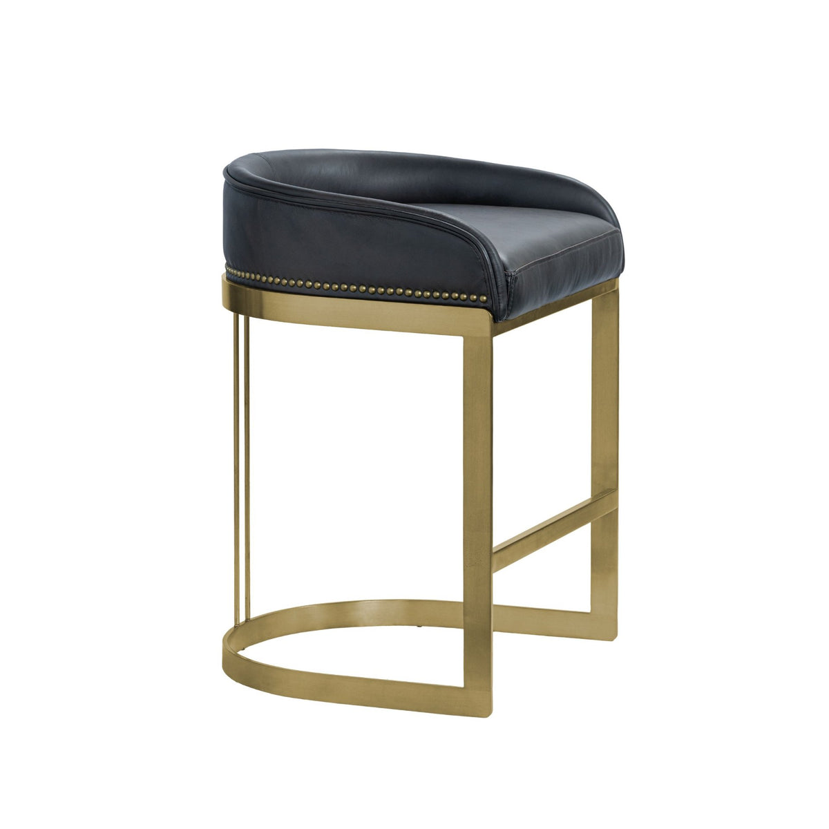 Hollyfield Black/Gold Leather Seat Metal Base Counter Stool - Ornate Home