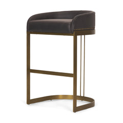 Hollyfield Brown/Charcoal/Gold Leather Seat Metal Base Bar Stool