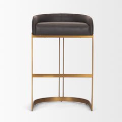 Hollyfield Brown/Charcoal/Gold Leather Seat Metal Base Bar Stool