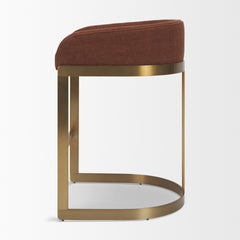Hollyfield Burgundy/Gold Fabric Seat Metal Base Counter Stool - Ornate Home