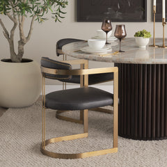 Hollyfield Charcoal Brown/Gold Curved Back Dining Side Chair
