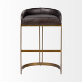 Hollyfield Charcoal Brown/Gold Leather Seat Metal Base Bar Stool - 67080 - Ornate Home