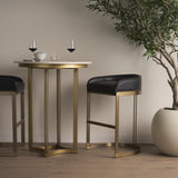 Hollyfield Charcoal Brown/Gold Leather Seat Metal Base Bar Stool - 67080 - Ornate Home