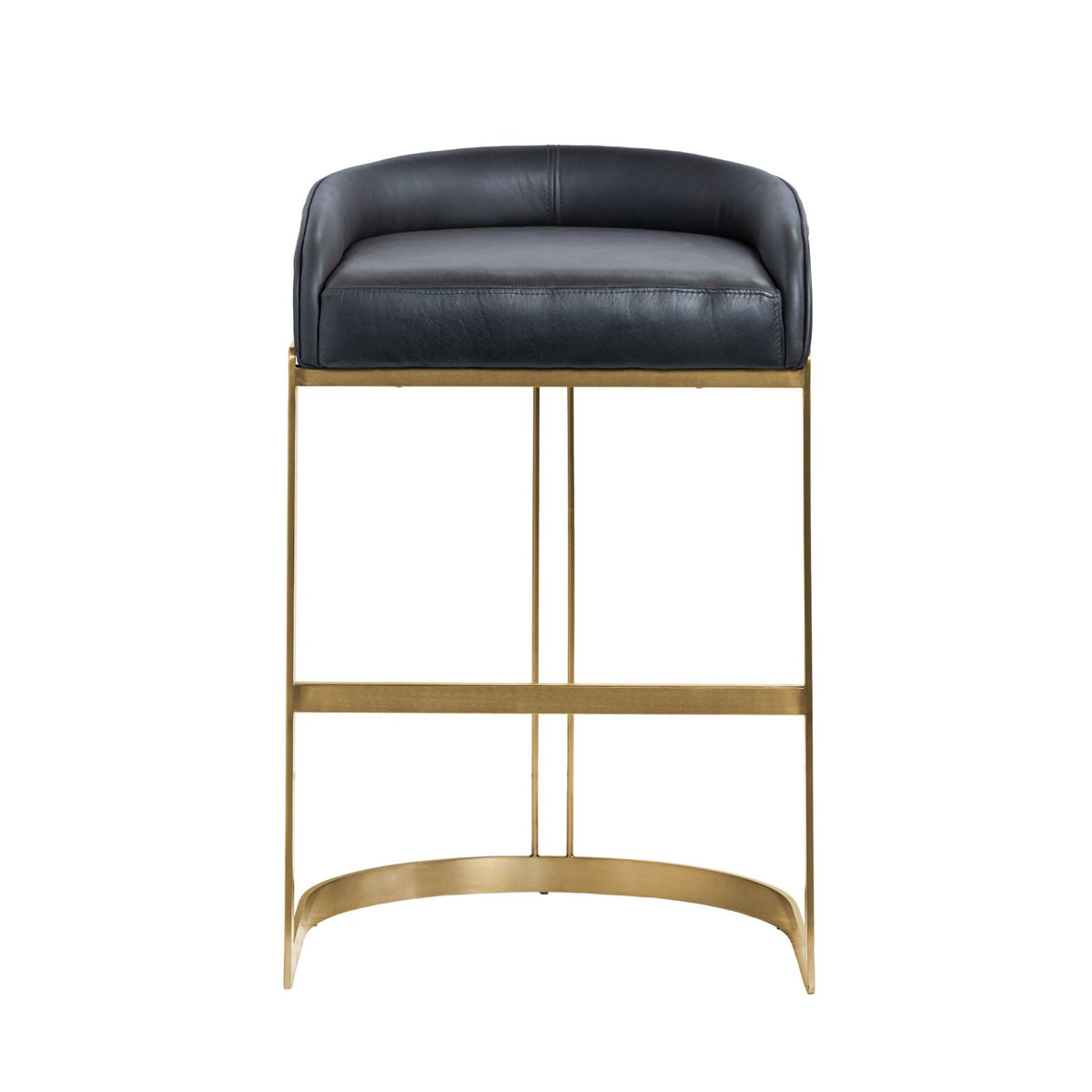 Hollyfield Charcoal Brown/Gold Leather Seat Metal Base Bar Stool - 67080V - Ornate Home